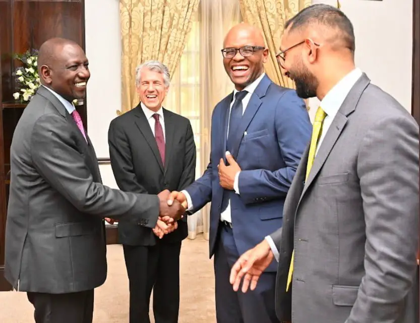 President Wiliam Ruto in a meeting with the vice-chairman and global head of J.P. Morgan Public Sector Group Daniel Zelikow and other officials at the State House on February 21,2023