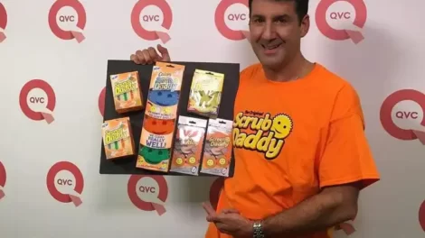 Aaron Krause poses with Scrub Daddy samples
