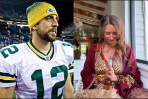 An image of Green Bay Packers quarterback Aaron Rodgers alongside his rumored girlfriend Blu of Earth