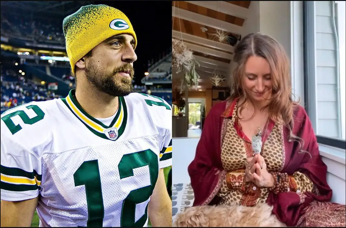 An image of Green Bay Packers quarterback Aaron Rodgers alongside his rumored girlfriend Blu of Earth
