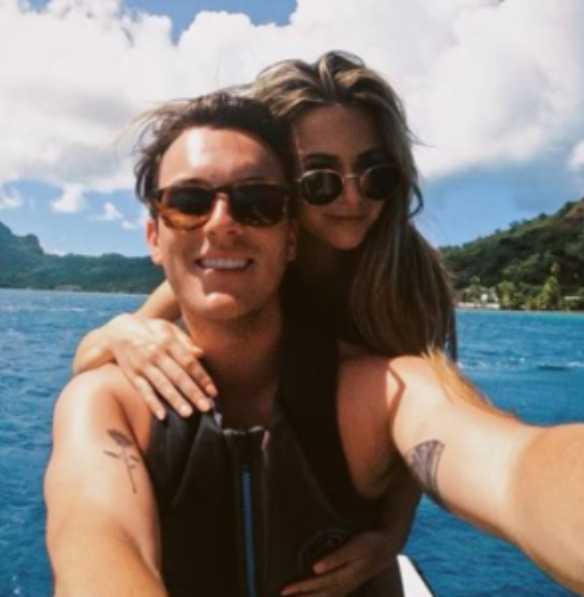 An image of Garrett Totten and his girlfriend Emily Elizabeth during their 2022 Bora Bora trip.