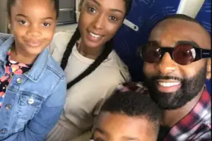 An image of Ricky Rick, his wife Bianca Naidoo and their two children Jordan Makhado and Maik Daniel Makhado