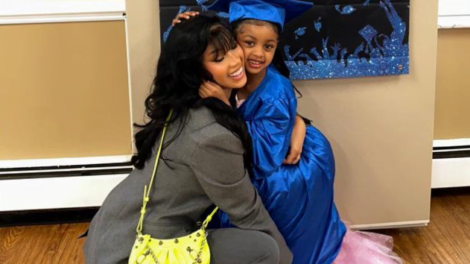An image of Cardi B and her daughter Kulture in Kulture's Pre-K Graduation