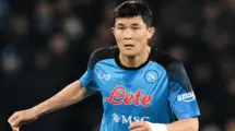 An image of Kim Min Jae in a Napoli jersey to Manchester United