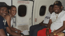 An image of Mike Sonko and Conjestina Achieng in a plane