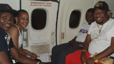 An image of Mike Sonko and Conjestina Achieng in a plane