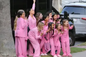 An image of North West having a birthday party with Kim and Kourtney Kardashian