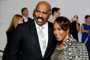 Steve Harvey (left) and wife Marjorie Bridges