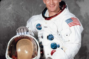 Buzz Aldrin is a famous American astronaut who was the second person to walk on the Moon after Neil Armstrong