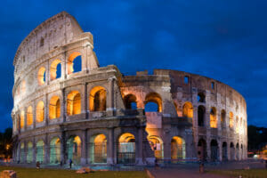 Iconic Colosseum in Rome, Italy.