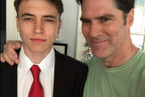 Thomas Gibson with his son