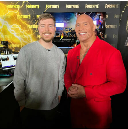 An image of Mr. Beast and Dwayne Johnson