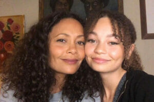 An image of Nico Parker and her Mum