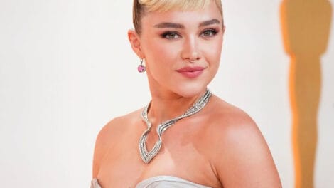 Florence Pugh, the rising star, in a radiant pose.