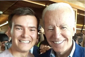 Aidan Maese-Czeropski (left) with President Biden in an ad in 2020.Twitter, Aidan Maese-Czeropski.