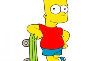 Illustration of Bart Simpson, the mischievous character from 'The Simpsons,' wearing his signature orange shirt and blue shorts.